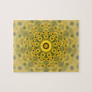 Hippy Sonnenblume-Fraktalmandala-Muster-Laubsäge Puzzle