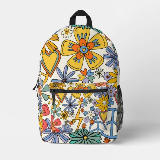 Hippy Style Bedruckter Rucksack (Vorderseite)