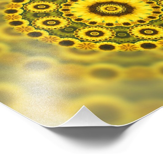 Hippy Sunflower Fraktal Mandala Pattern Fotodruck (Ecke)