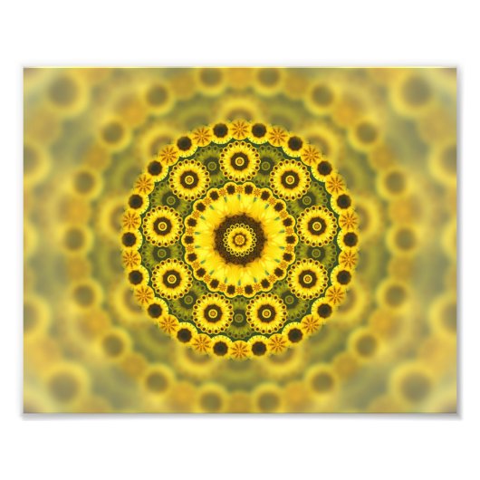 Hippy Sunflower Fraktal Mandala Pattern Fotodruck (Vorne)
