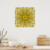 Hippy Sunflower Fraktal Mandala Pattern Poster (Küche)