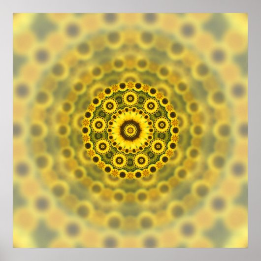 Hippy Sunflower Fraktal Mandala Pattern Poster (Vorne)
