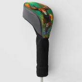 Hippy Trippy Moose mit Blume AI Art Golf Headcover (angewinkelt)