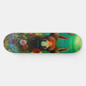 Hippy Trippy Moose mit Blume AI Art Skateboard (Horizontal)