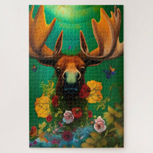Hippy Trippy Moose mit Blume Puzzle
