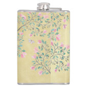 Hippy Van Butterflies und Blüten-Gold Flachmann (Rückseite)