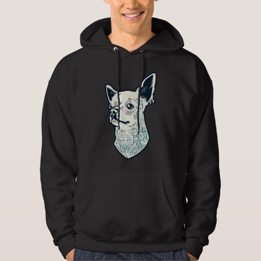Hipser Chihuahua Hoodie (Vorderseite)
