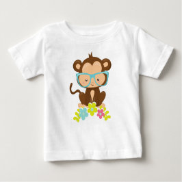 Hipster Affe, Affe mit Brille, Blume Baby T-shirt