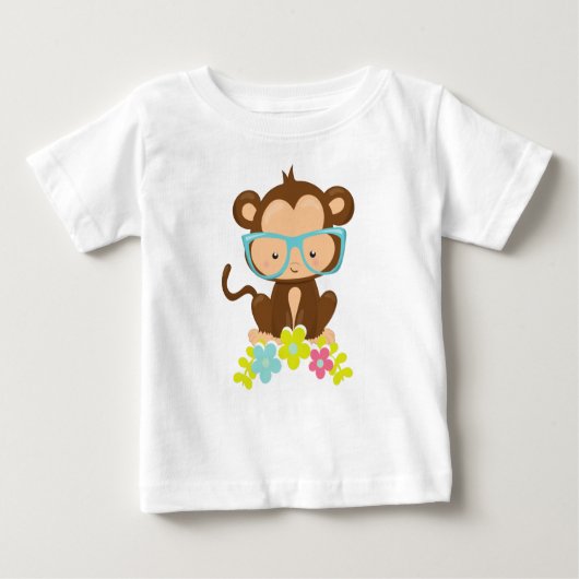 Hipster Affe, Affe mit Brille, Blume Baby T-shirt (Vorderseite)