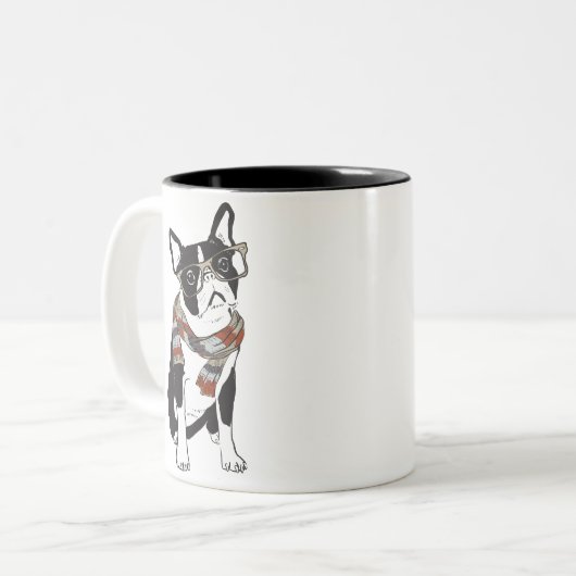 Hipster Animal Boston Terrier Dog Tasse (Vorderseite Links)