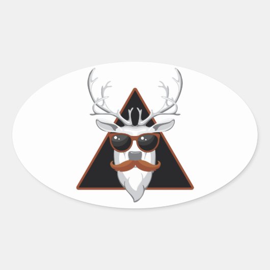 Hipster Antler Art Ovaler Aufkleber (Vorderseite)