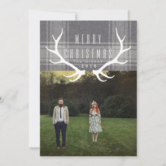 Hipster Antlers Christmas Foto | Feiertagskarte (Vorderseite)