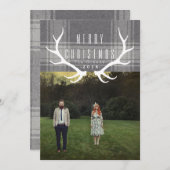 Hipster Antlers Christmas Foto | Feiertagskarte (Vorne/Hinten)