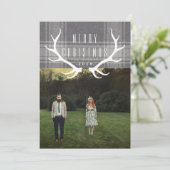 Hipster Antlers Christmas Foto | Feiertagskarte (Stehend Vorderseite)