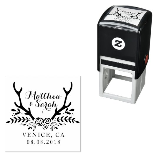 Hipster Antlers Hochzeits-Briefmarke, Save the Dat Permastempel (Beispiel)