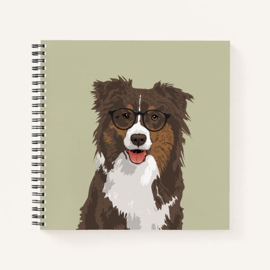 Hipster Australian Shepherd Dog Notebook Notizblock (Vorderseite)