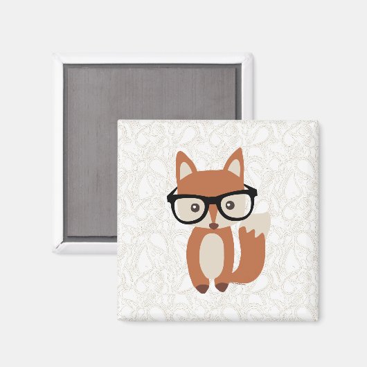 Hipster Baby Fox mit Brille Magnet (Vorderseite/Rückseite)
