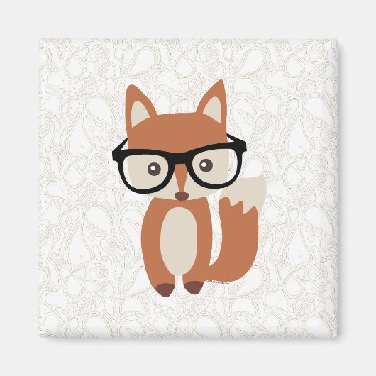 Hipster Baby Fox mit Brille Magnet (Vorne)