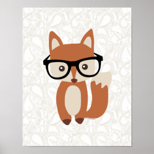 Hipster Baby Fox mit Brille Poster