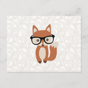 Hipster Baby Fox mit Brille Postkarte