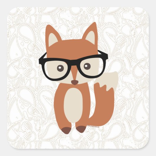 Hipster Baby Fox mit Brille Quadratischer Aufkleber (Vorderseite)