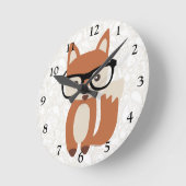 Hipster Baby Fox mit Brille Runde Wanduhr (Winkel)