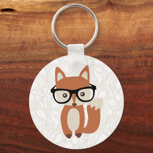 Hipster Baby Fox mit Brille Schlüsselanhänger (Vorderseite)