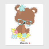 Hipster Bär, Brille, farbenfrohe Blume Aufkleber (Blatt)