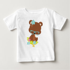 Hipster Bär, Brille, farbenfrohe Blume Baby T-shirt