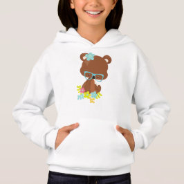 Hipster Bär, Brille, farbenfrohe Blume Hoodie