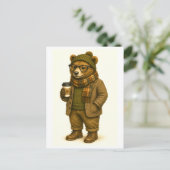 Hipster-Bär-Postkarte Postkarte (Stehend Vorderseite)