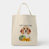 Hipster Beagle Anpassbarer Erntedank Tragetasche (Rückseite)