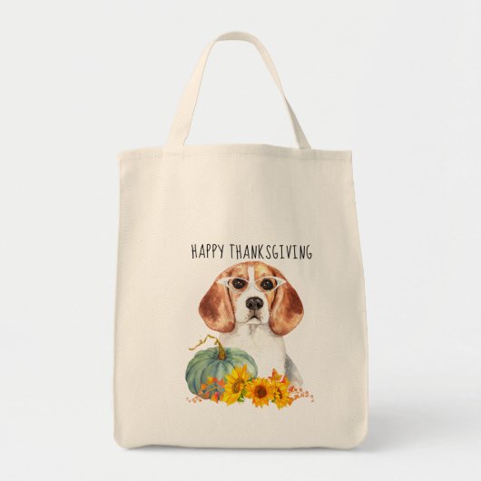 Hipster Beagle Anpassbarer Erntedank Tragetasche (Vorne)