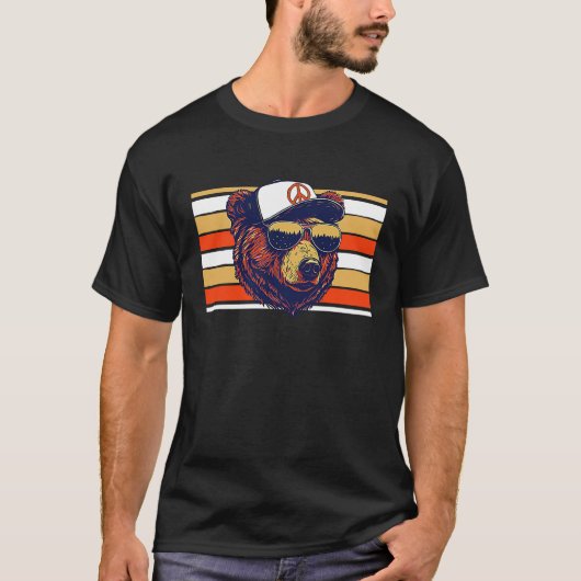 Hipster Bear Illustration Sonnenbrille & Sonnenunt T-Shirt (Vorderseite)
