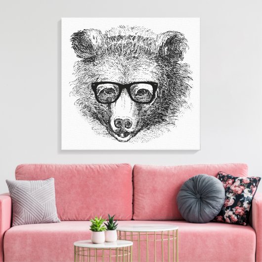 Hipster Bear Leinwanddruck (Insitu (Wohnzimmer))