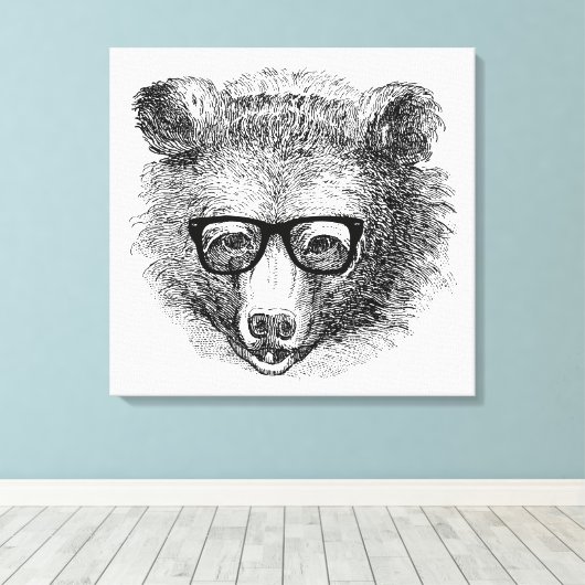 Hipster Bear Leinwanddruck (Insitu (Holzboden))