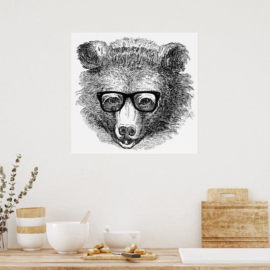 Hipster Bear Poster (Küche)