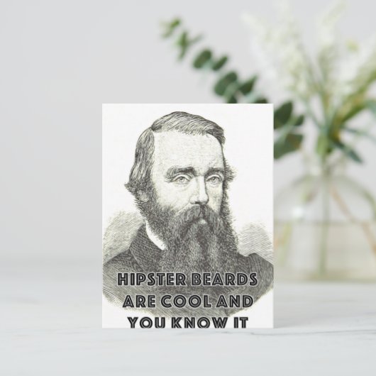 Hipster Beard Funny Greetings Card Cooler Spaß Postkarte (Stehend Vorderseite)