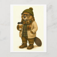 Hipster-Biber-Postkarte