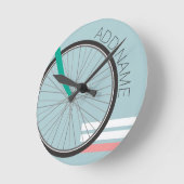 Hipster Bicycle Wheel with Custom Name Runde Wanduhr (Winkel)