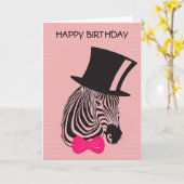 Hipster Birthday Zebra mit Top-Hut Karte (Gelbe Blume)