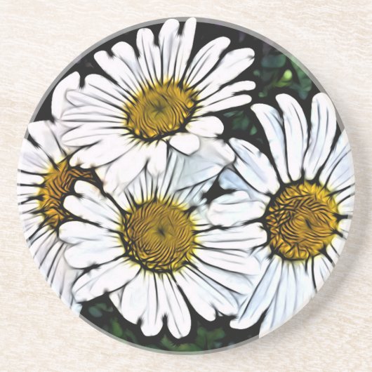 Hipster Bohemisch Chic Summer White Daisy Sandstein Untersetzer (Vorne)