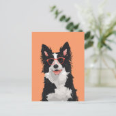 Hipster Border Collie Postcard für Hundefreunde Postkarte (Stehend Vorderseite)