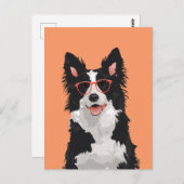 Hipster Border Collie Postcard für Hundefreunde Postkarte (Vorne/Hinten)