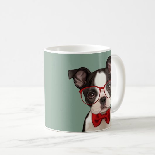 Hipster-Boston-Terrier Kaffeetasse (VorderseiteRechts)