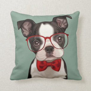 Hipster-Boston-Terrier Kissen