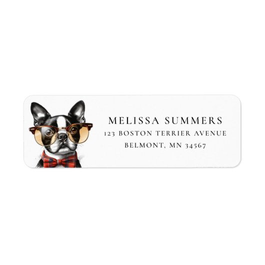 Hipster Boston Terrier Rücksendeadresse (Vorne)