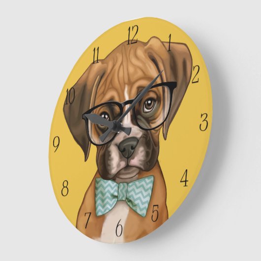 Hipster Boxer Welppy Große Wanduhr (Winkel)