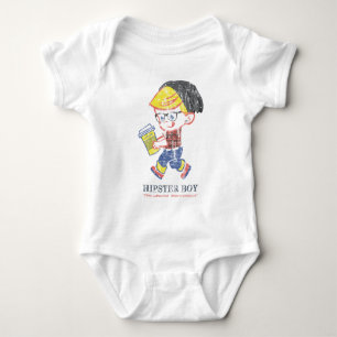 Hipster Boy bekümmert Vintage Parody-Illustration Baby Strampler