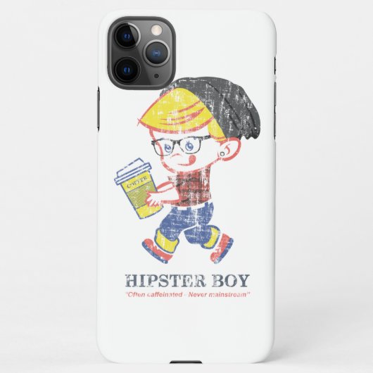 Hipster Boy bekümmert Vintage Parody-Illustration iPhone Hülle (Rückseite)